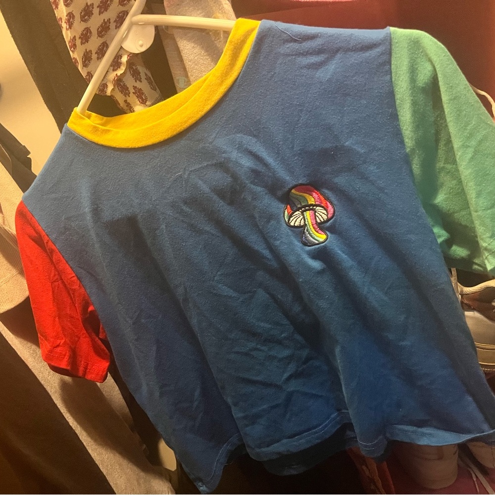 mushroom multicolor color romwe shirt